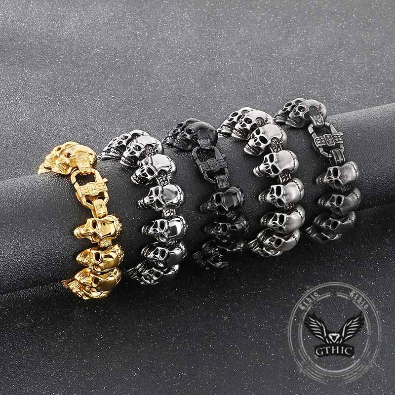 Gothic Cracked Skull Stainless Steel Bracelet