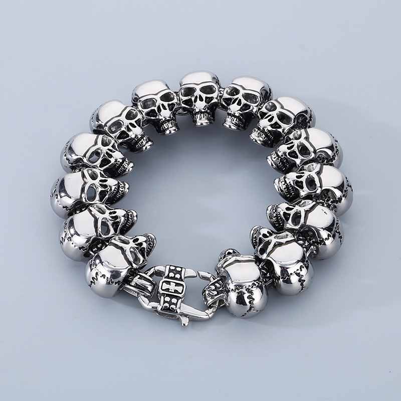Gothic Cracked Skull Stainless Steel Bracelet