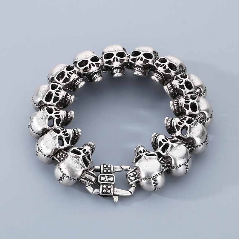 Gothic Cracked Skull Stainless Steel Bracelet