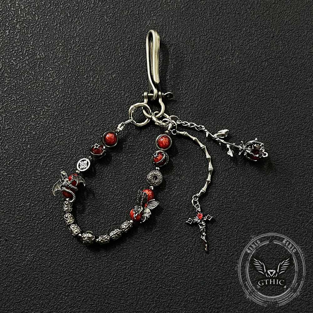 Gothic Cross Butterfly Beaded Alloy Pants Chain