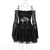 Gothic Cross Chain Polyester Crop Top Skirt Set | Gthic.com