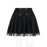 Gothic Cross Chain Polyester Crop Top Skirt Set | Gthic.com
