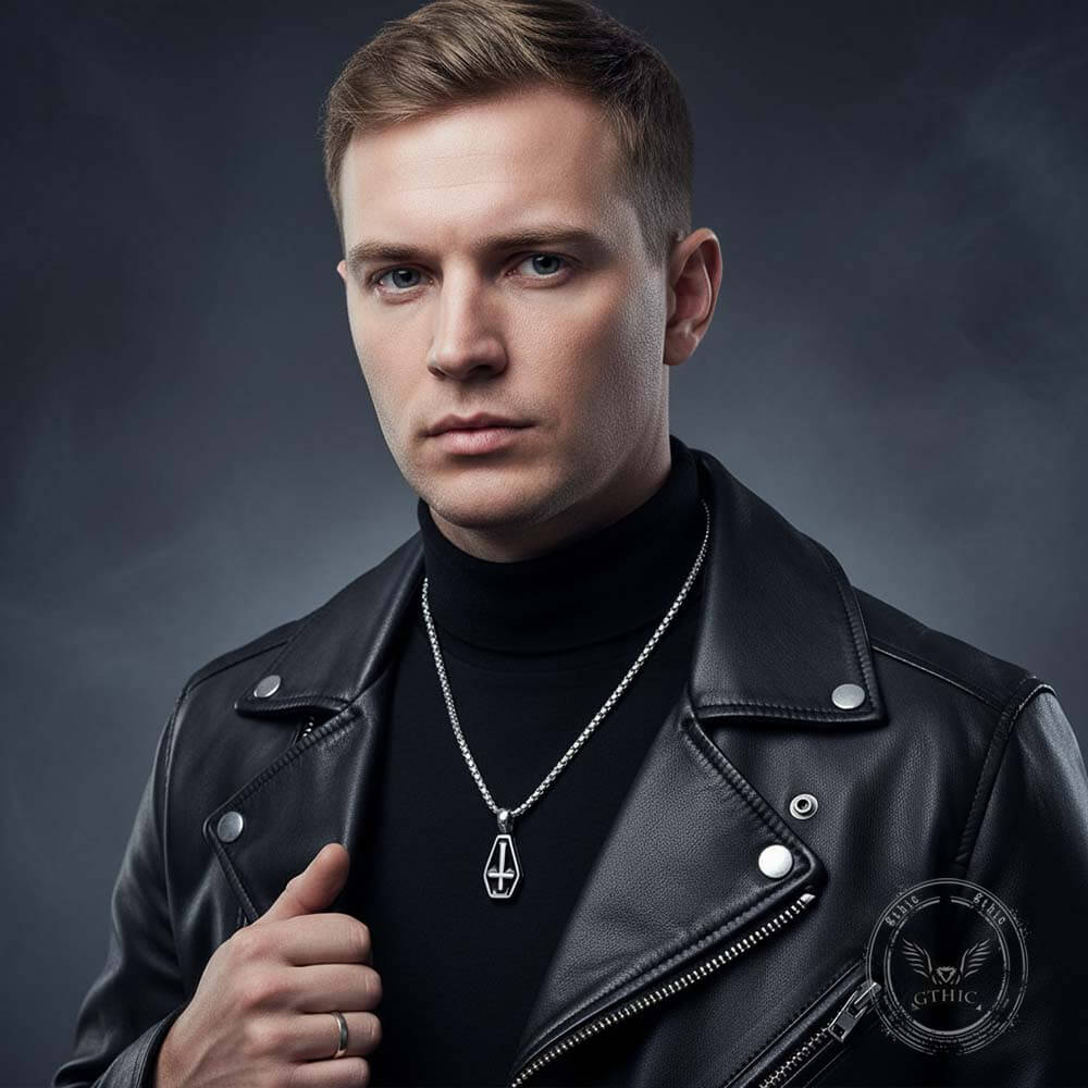 Gothic Cross Coffin Stainless Steel Vampire Pendant | Gthic.com