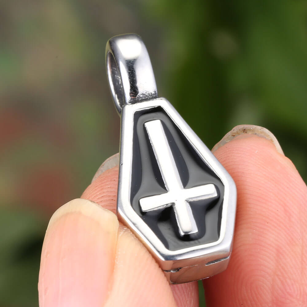 Gothic Cross Coffin Stainless Steel Vampire Pendant | Gthic.com