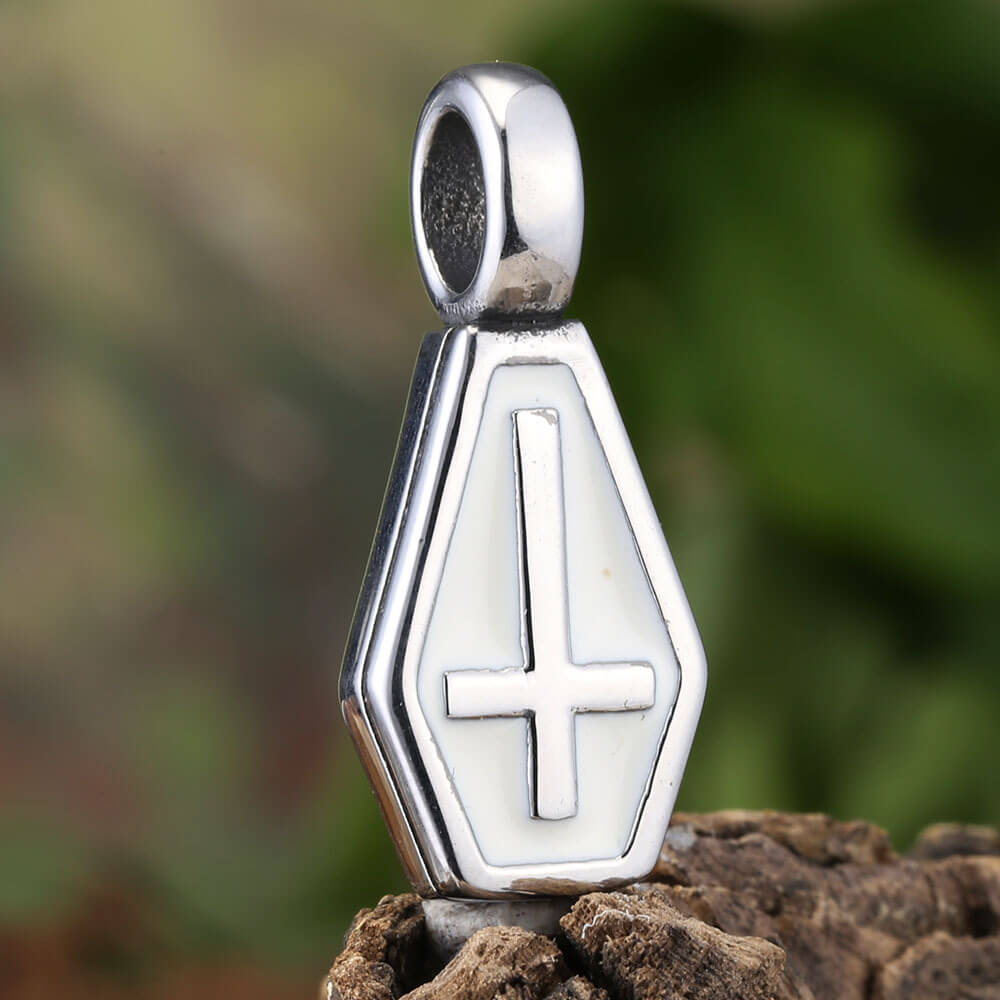 Gothic Cross Coffin Stainless Steel Vampire Pendant