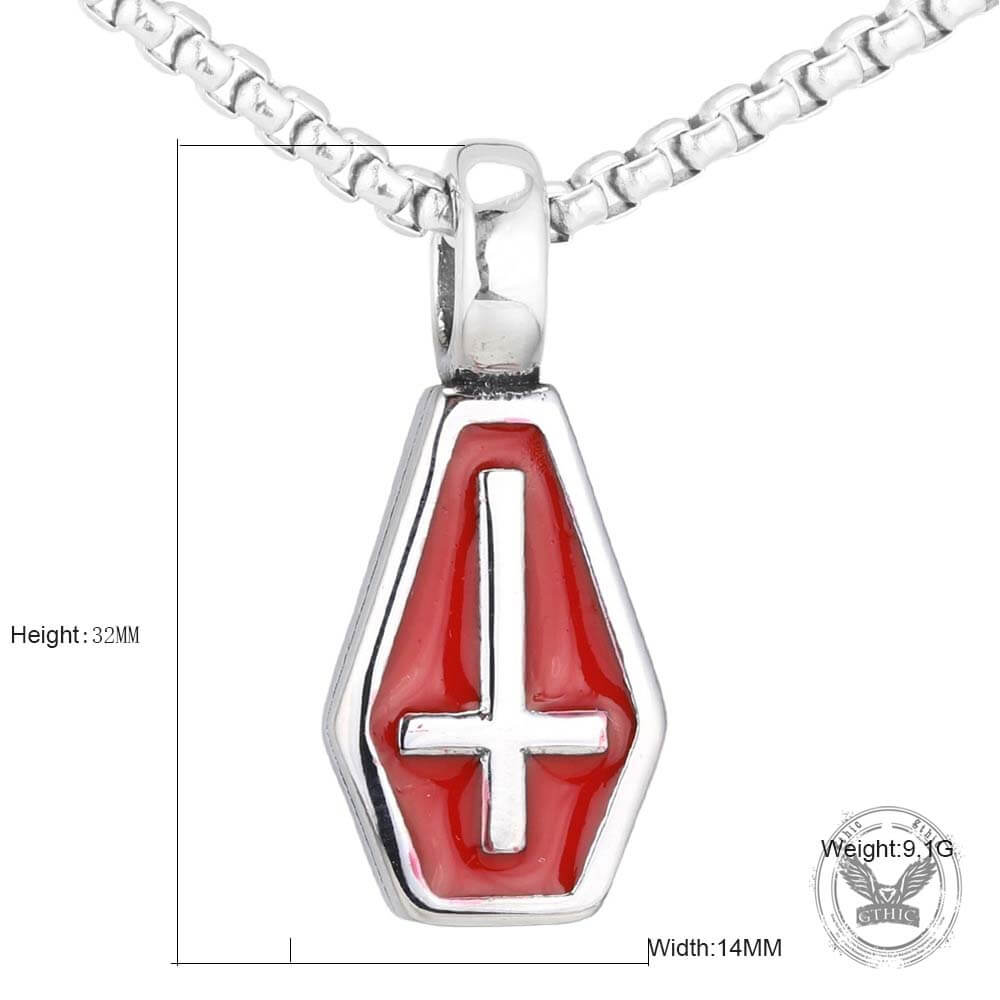 Gothic Cross Coffin Stainless Steel Vampire Pendant