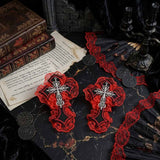 Gothic Cross Lace Fabric Alloy Y2K Hair Clips