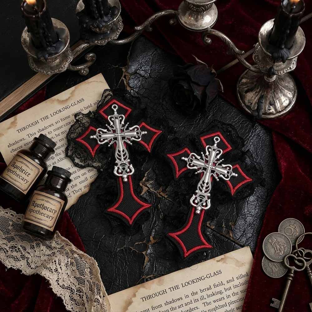 Gothic Cross Lace Fabric Alloy Y2K Hair Clips
