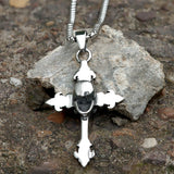Gothic Cross Stainless Steel Skull Pendant