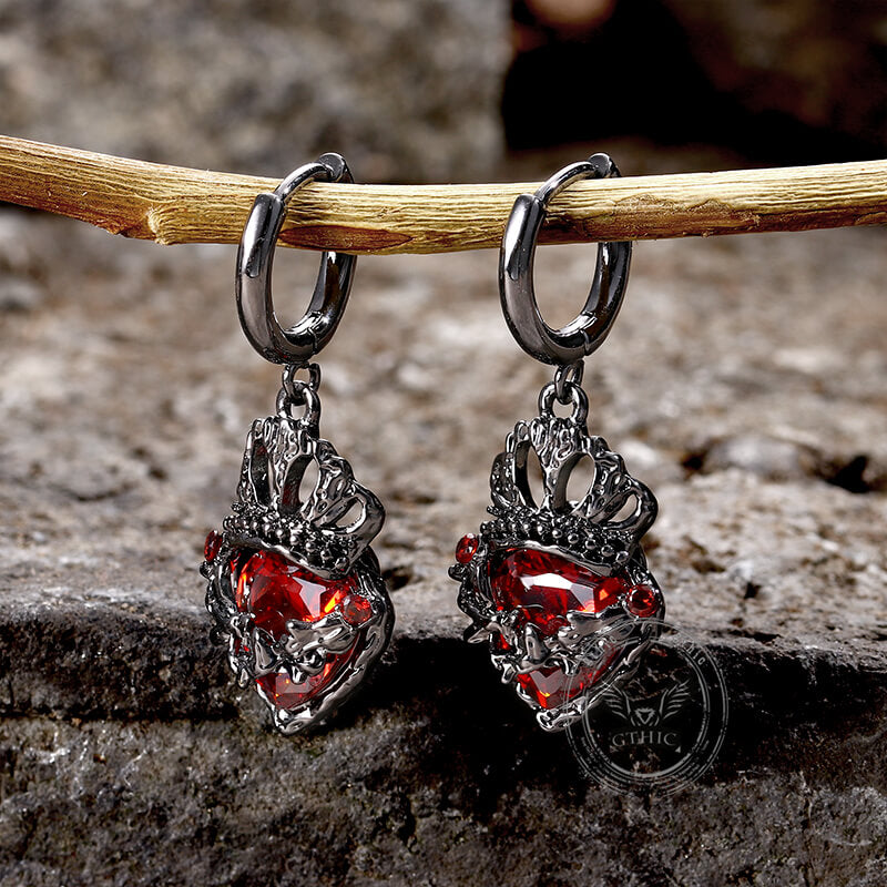 Gothic Crown Heart Alloy Earrings | Gthic.com