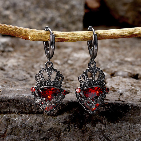 Gothic Crown Heart Alloy Earrings | Gthic.com