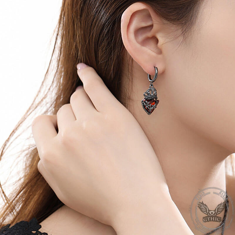 Gothic Crown Heart Alloy Earrings 02 | Gthic.com