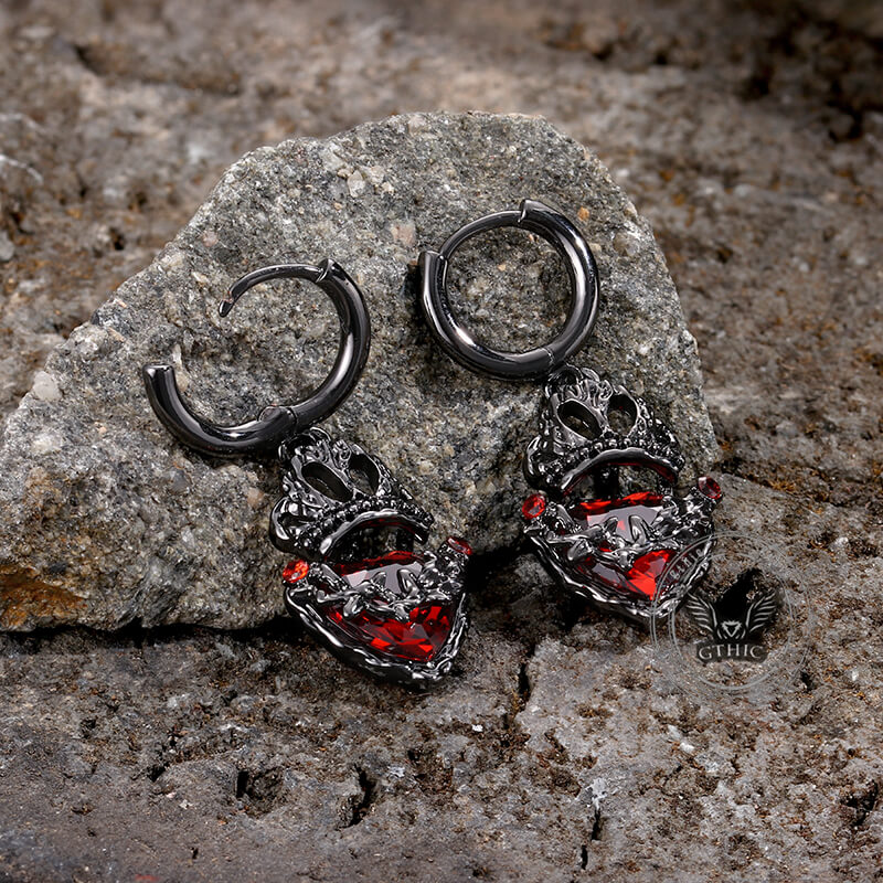 Gothic Crown Heart Alloy Earrings | Gthic.com