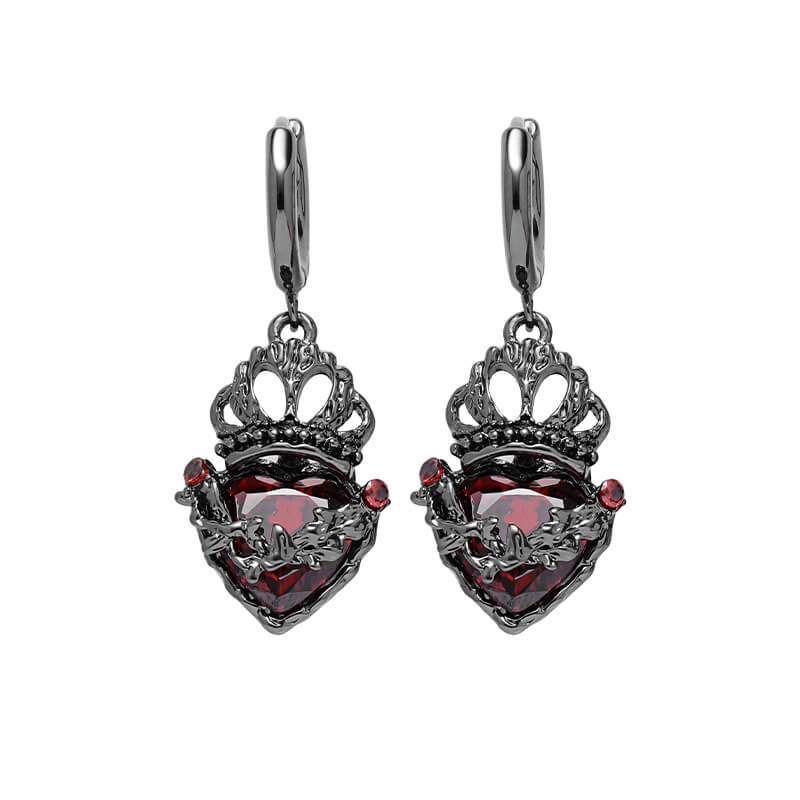 Gothic Crown Heart Alloy Earrings