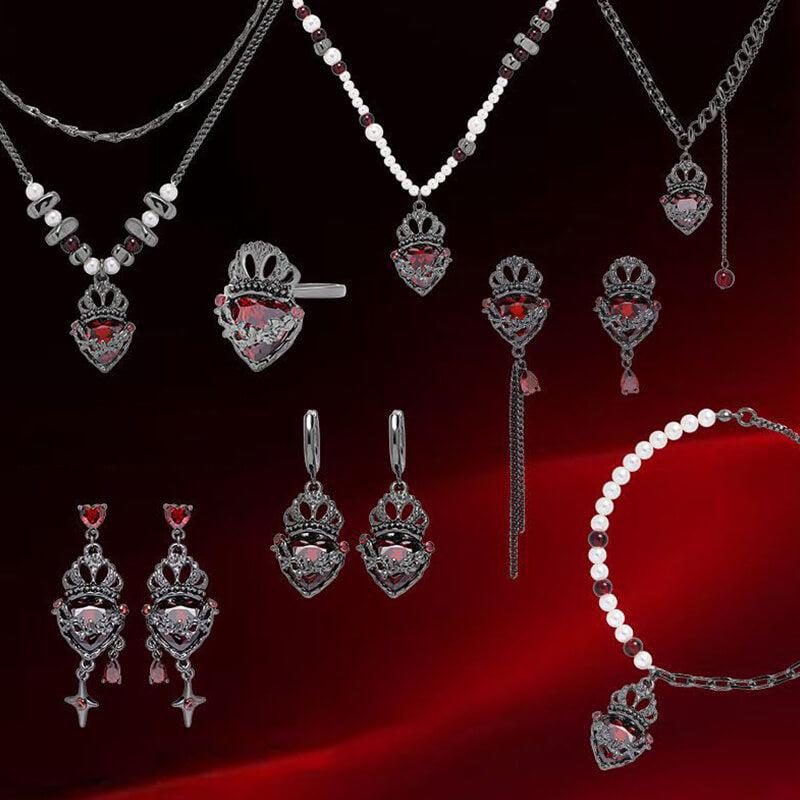 Gothic Crown Heart Alloy Jewelry Set 01 | Gthic.com