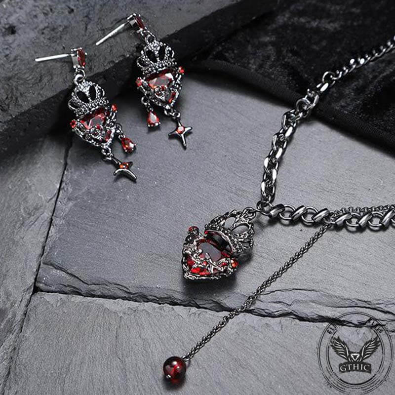 Gothic Crown Heart Alloy Jewelry Set 03 | Gthic.com