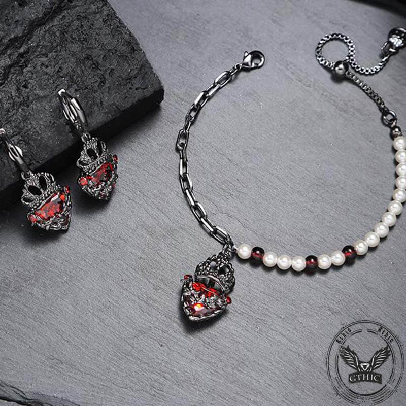 Gothic Crown Heart Alloy Jewelry Set