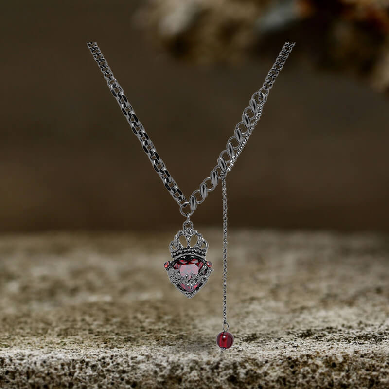 Gothic Crown Heart Alloy Necklace