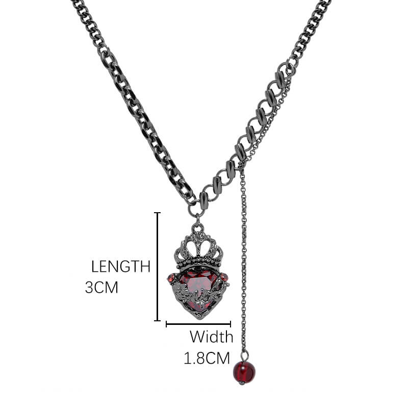 Gothic Crown Heart Alloy Necklace