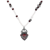 Gothic Crown Heart Shape Pearl Alloy Necklace 01 | Gthic.com