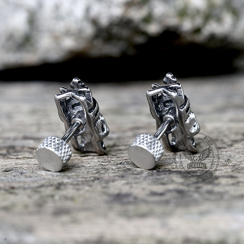 Gothic Crown Skull Head Stainless Steel Stud Earrings | Gthic.com