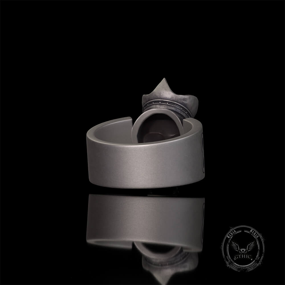 Gothic Crown Skull Leviathan Cross Sterling Silver Ring | Gthic.com