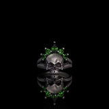 Gothic Crown Skull Sterling Silver Zircon Ring