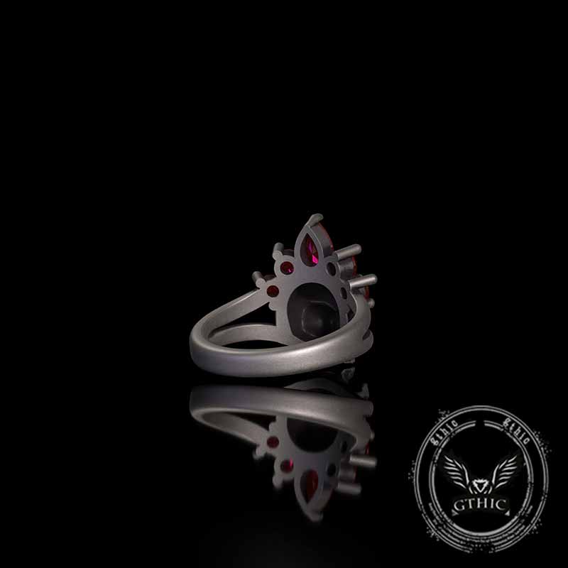 Gothic Crown Skull Sterling Silver Zircon Ring