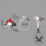 Gothic Crown Skull Sterling Silver Zircon Ring