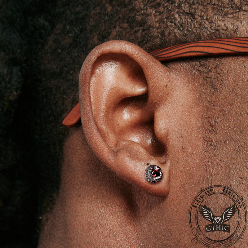 Gothic Curled Snake Zircon Sterling Silver Stud Earrings | Gthic.com