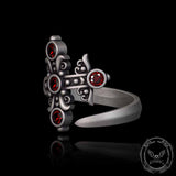 Gothic Curved Sword Sterling Silver Gem Ring 03 | Gthic.com