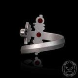 Gothic Curved Sword Sterling Silver Gem Ring