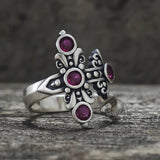 Gothic Curved Sword Sterling Silver Gem Ring | Gthic.com