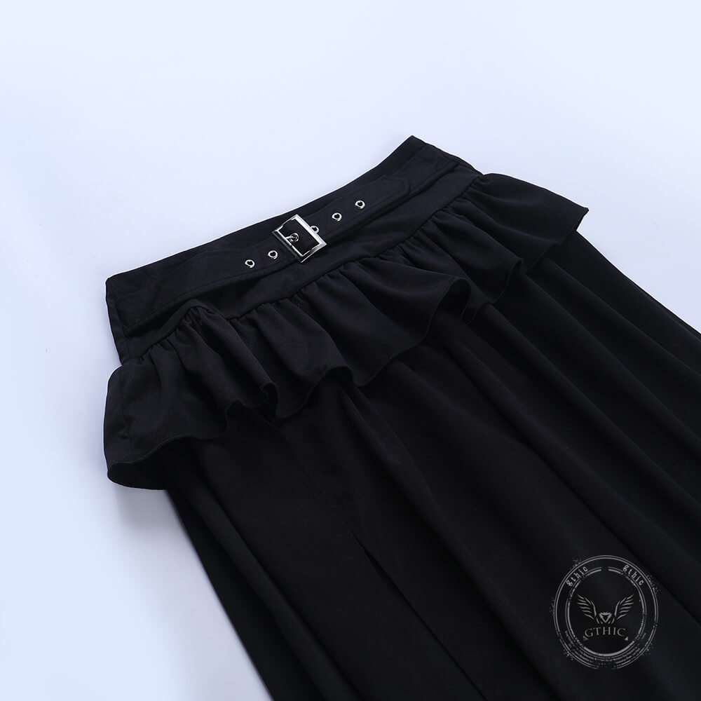 Gothic Dark-Style High-Slit Versatile Long Skirt