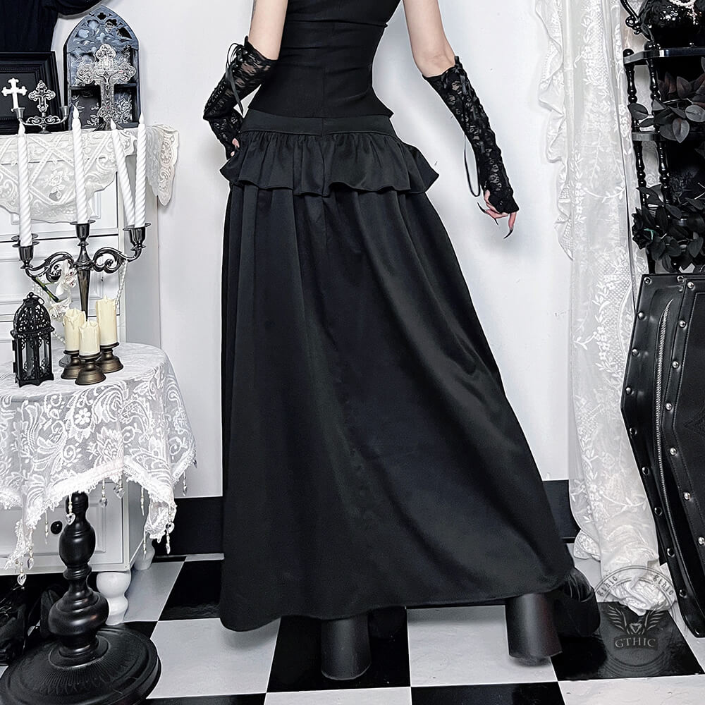 Gothic Dark-Style High-Slit Versatile Long Skirt