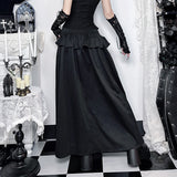 Gothic Dark-Style High-Slit Versatile Long Skirt