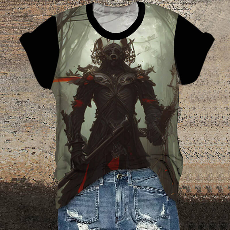 Gothic Dark Future Round Neck T-Shirt