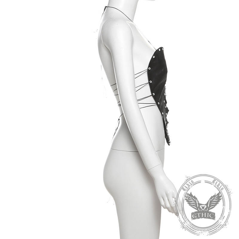 Gothic Dark Heart-Shaped Lace-Up Halter Tube Top | Gthic.com