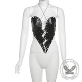 Gothic Dark Heart-Shaped Lace-Up Halter Tube Top | Gthic.com