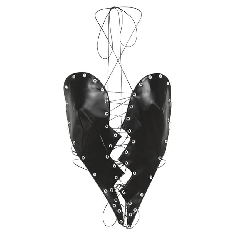 Gothic Dark Heart-Shaped Lace-Up Halter Tube Top | Gthic.com