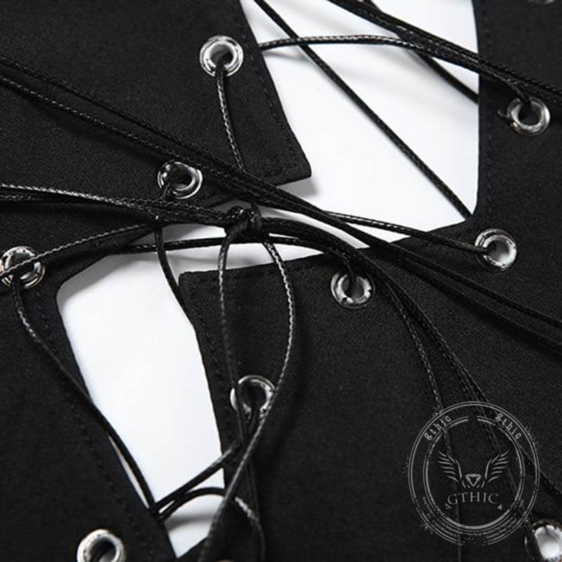 Gothic Dark Heart-Shaped Lace-Up Halter Tube Top