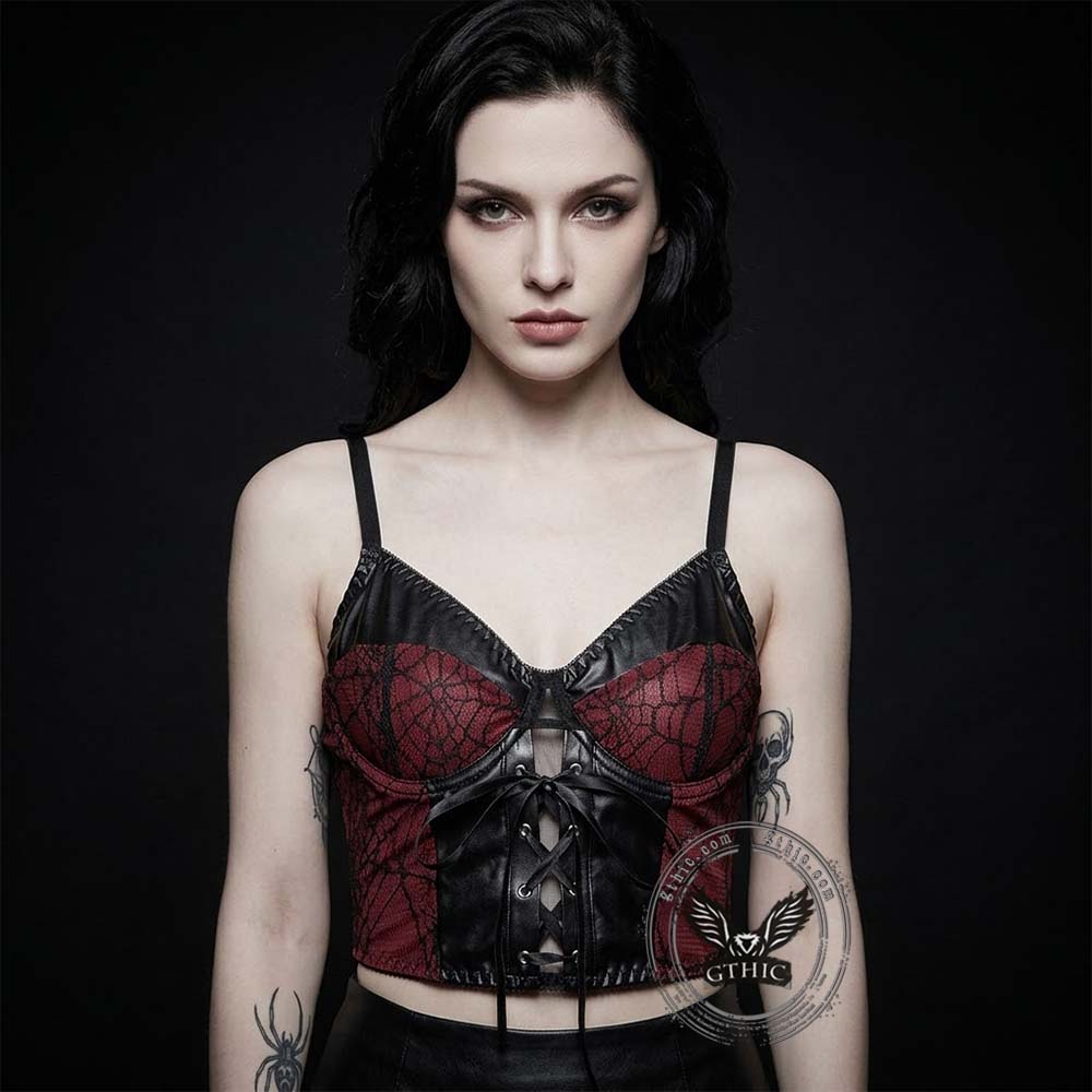 Gothic Dark Spiderweb Strappy Tight-Fitting Corset | Gthic.com