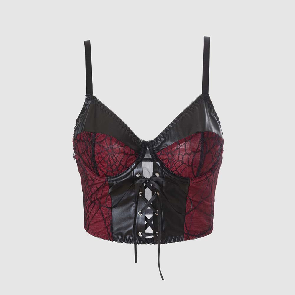 Gothic Dark Spiderweb Strappy Tight-Fitting Corset | Gthic.com