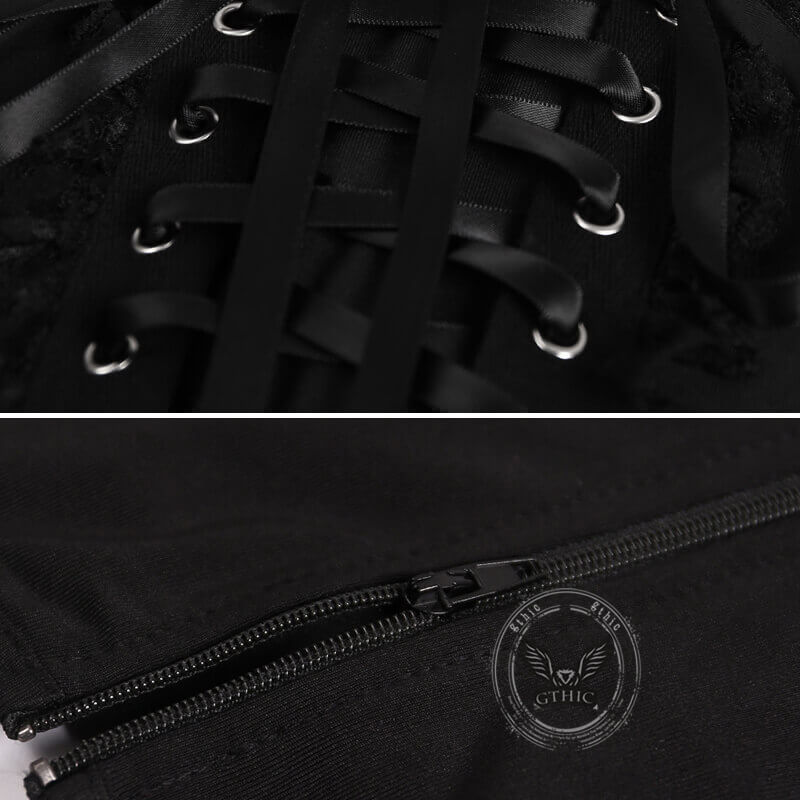 Gothic Dark Square Neck Lace-up Vest Top