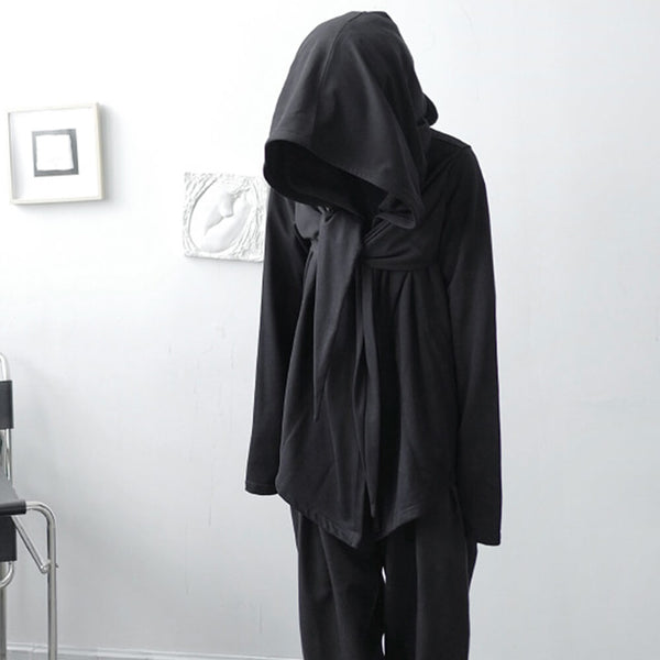 Gothic Dark Street Style Solid Color Hooded Coat 01 | Gthic.com