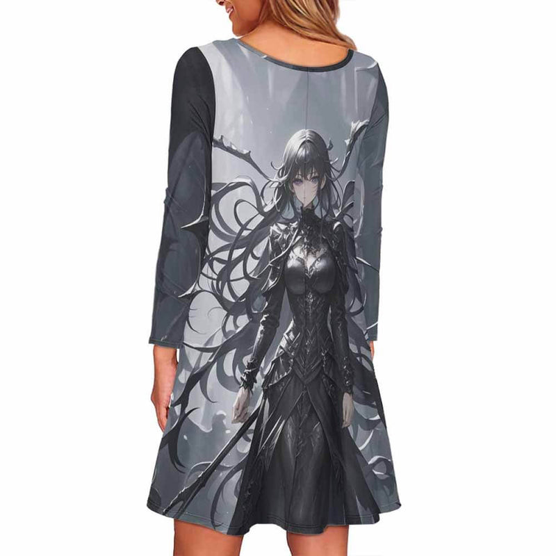 Gothic Dark Style Girl Double Pocket Casual Dress