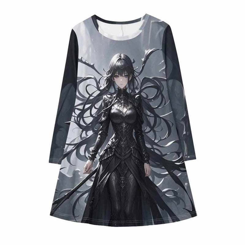 Gothic Dark Style Girl Double Pocket Casual Dress