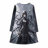 Gothic Dark Style Girl Double Pocket Casual Dress