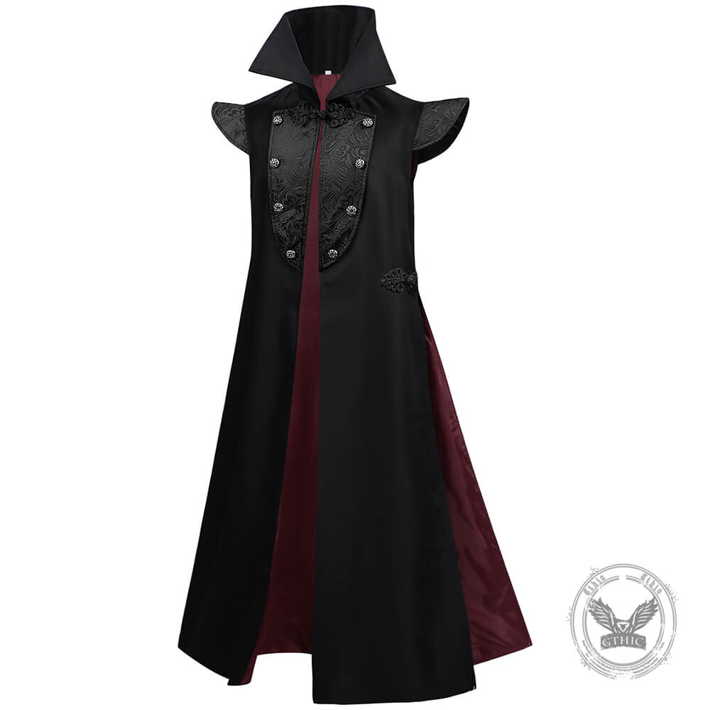 Gothic Dark Vampire-Style Long Trench Costume