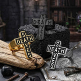 Gothic Death Saves Cross Stainless Steel Ring